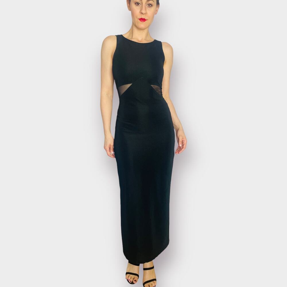 Vintage 90s All That Jazz Black Mesh Cut out Dress